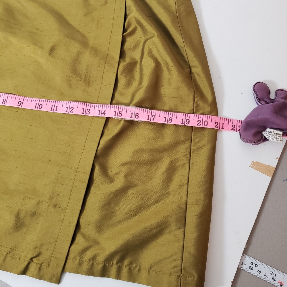 Jones NY Duponi Textured Silk Wrap Mini Skirt Army Olive Green Career Cocktails - Picture 11 of 16